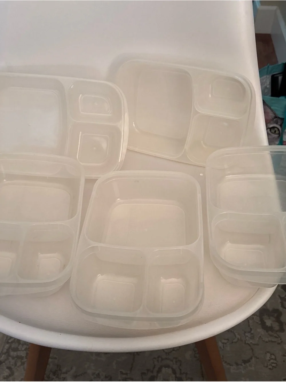 5-Pack Multi-Color Plastic Meal Prep Container Set with Snap Lids